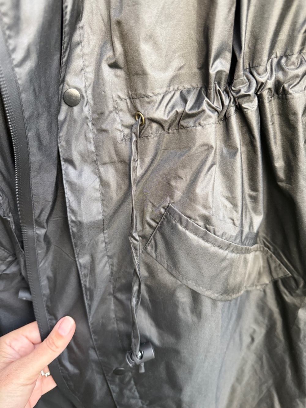 Black Women's Lightweight Rain Coat - Picture 4 of 9